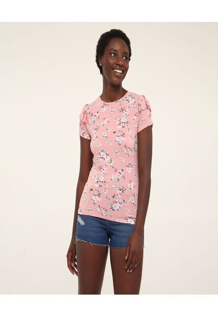 Camiseta Para Mujer Manga Corta Color Rosado  Marca Ostu #40091590