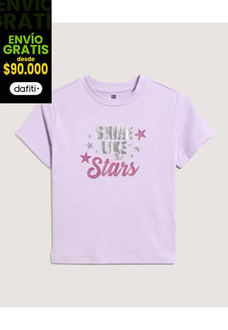 Camiseta  Infantil Niña Manga Corta Cuello Redondo Color Lila Marca Ostu #90090344 Ostu