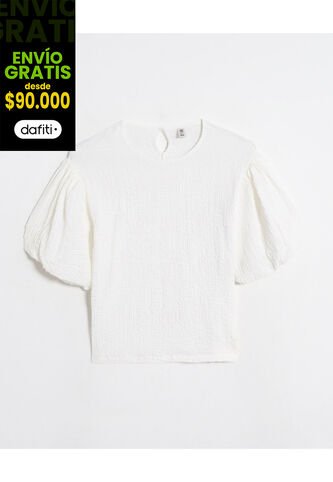 Blusa  Infantil Niña Manga Corta Color Crema Marca Ostu #90120056 Ostu