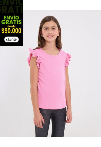 Camiseta  Infantil Niña Manga Sisa Cuello Redondo Color Rosado Marca Ostu #90090335 Ostu