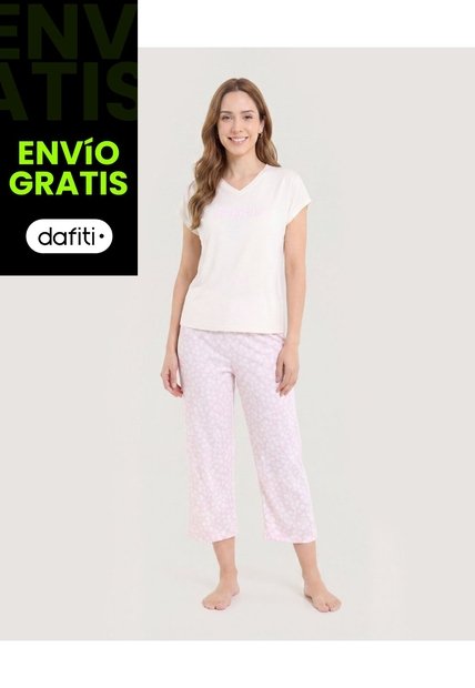 Pijama Capri Floral Relax  Para Mujer Marfil Ostu