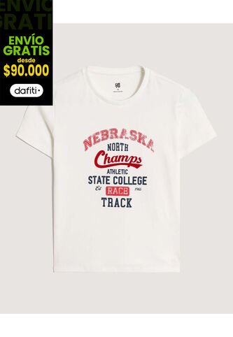 Camiseta  Infantil Niño Manga Corta Cuello Redondo Color Crema Marca Ostu #80090311 Ostu