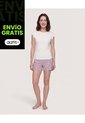 Pijama Short Check Relax  Para Mujer Crema Ostu de Ostu