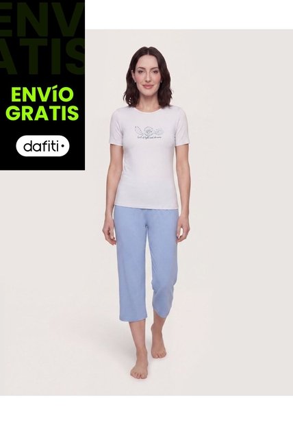 Pijama Capri Sweet Relax  Para Mujer Azul Ostu