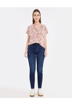 Blusa  Para Mujer Manga Corta Color Terracota Marca Ostu #40121202