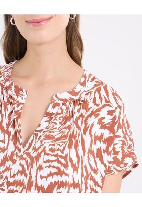 Blusa  Para Mujer Manga Corta Color Terracota Marca Ostu #40121202