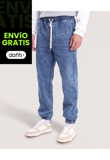 Jean Jogger Relax Fit  Para Hombre Azul Ostu