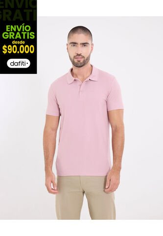 Polo  Para Hombre Cuello Tejido Sin Bolsillo Color Rosado Marca Ostu #60110864 Ostu