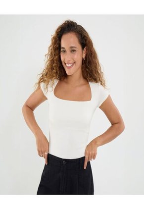 Body Para Mujer Manga Corta Color Crema Marca Ostu #40200175