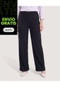 Pantalón Ancho Con Pretina Elástica  Para Mujer Negro Ostu de Ostu