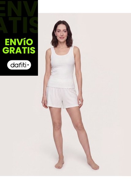 Pijama Textura Comfort  Para Mujer Crema Ostu