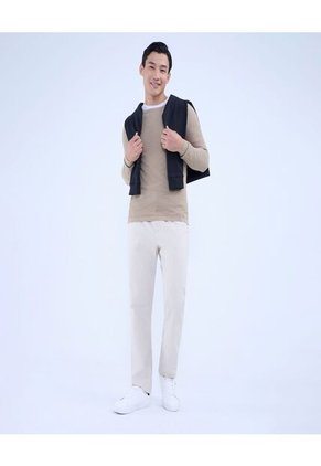 Saco Para Hombre Cuello Redondo Color Beige Marca Ostu #60330033