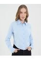 Camisa Para Mujer Manga Larga Color Celeste Marca Ostu #40010310 de Ostu