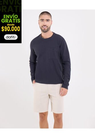 Camiseta  Para Hombre Manga Larga Cuello Redondo Color Azul Marca Ostu #60091871 Ostu