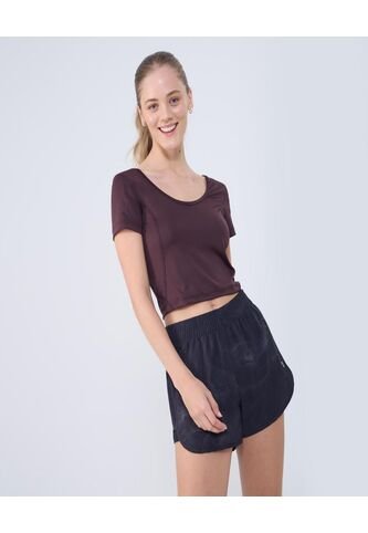 Crop Top Para Mujer Manga Corta Color Café  Marca Ostu #40092281 Ostu