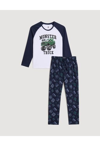Pijama Monster Truck Para Niño  Infantil Niño Blanco Ostu Ostu