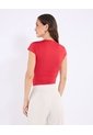 Camiseta Escote Cuadrado Ajustada  Para Mujer Rojo Ostu de Ostu