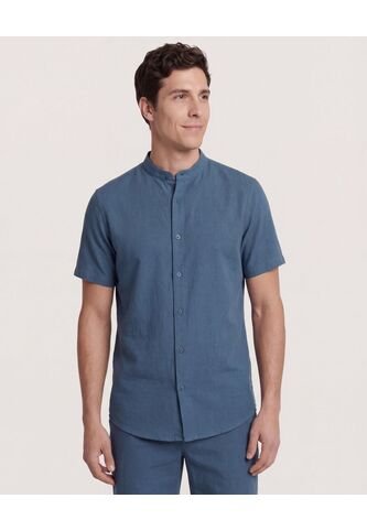Camisa  Para Hombre Manga Corta Sin Bolsillo Cuello N Color Azul Marca Ostu #60010910 Ostu