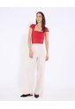 Camiseta Escote Cuadrado Ajustada  Para Mujer Rojo Ostu de Ostu