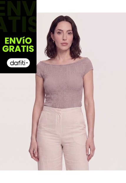 Body Texturizado Escote Ojal  Para Mujer Café Ostu