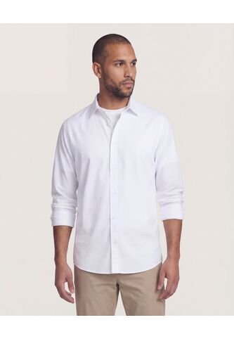 Camisa  Para Hombre Manga Larga Sin Bolsillo Cuello C Color Blanco Marca Ostu #60019881 Ostu