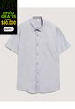 Camisa  Para Hombre Manga Corta Con Bolsillo Cuello Casual M Color Gris Marca Ostu #60010893 de Ostu