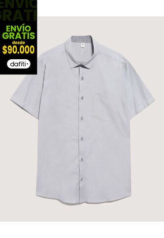 Camisa  Para Hombre Manga Corta Con Bolsillo Cuello Casual M Color Gris Marca Ostu #60010893 Ostu