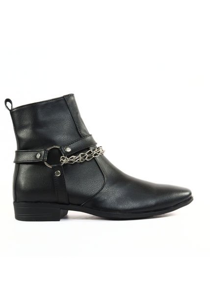 Bota Heavy Negro Brillante Cadena Outfit