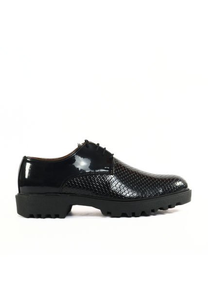 Zapato Hombre Negro Outfit Lisboa Charol Tracker