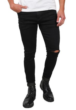 Jeans Tipo Skinny Licrados Para Hombre OutFit Negro Roto