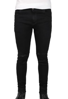 Jeans Tipo Skinny Licrados Para Hombre OutFit Negro Roto