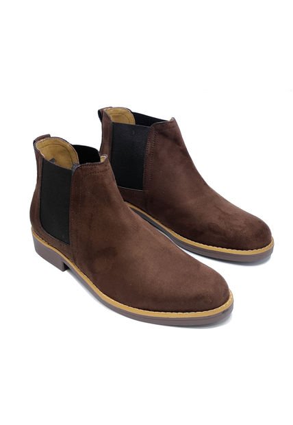 Bota Hombre Café Outfit Chelsea Gamuza Redondo