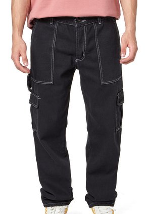 Jean Cargo Negro Costura Blanca Outfit Colombia