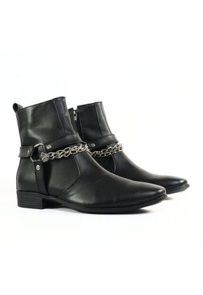 Bota Heavy Negro Brillante Cadena Outfit