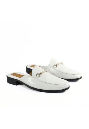 Zapato Hombre Tipo Zueco Lagarto Blanco Charol Outfit