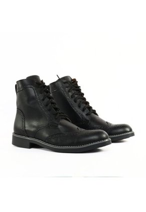 Bota  Oxford Negro Redondo Outfit  Ecocuero