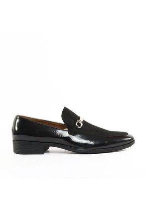 Zapato Loafer Negro Outfit Florencia Gamuza Y Charol