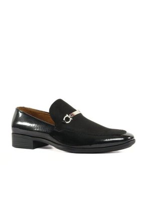 Zapato Loafer Negro Outfit Florencia Gamuza Y Charol