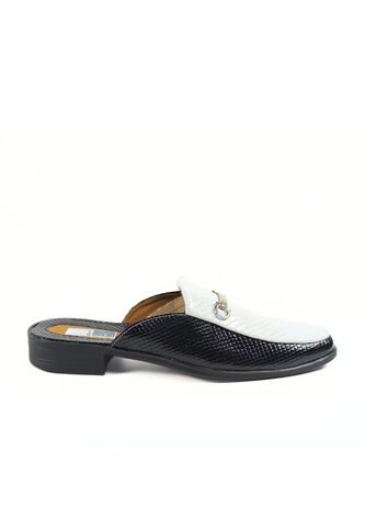 Zapato Hombre Tipo Zueco Lagarto Negro-Blanco Charol Outfit Outfit Colombia