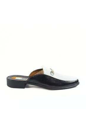 Zapato Hombre Tipo Zueco Lagarto Negro-Blanco Charol Outfit