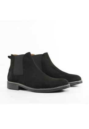 Bota Hombre Negro Outfit Chelsea Gamuza Redondo
