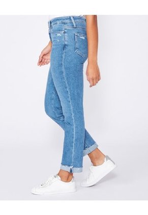 Jeans Paige Mujer Cindy W/ Double Button + Raw Cuff - Neelah Distressed.