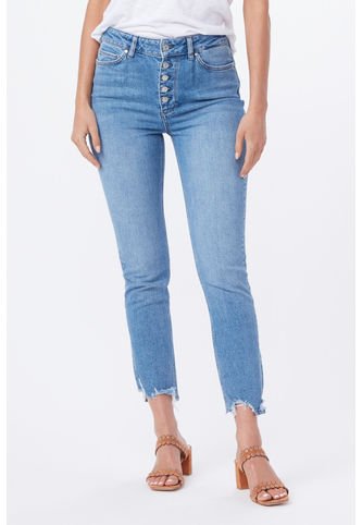 Jeans Paige Mujer Sarah Slim W/ Exposed Buttonfly - Darcene Distressed W/ Ultra Demolished Hem. PAIGE