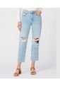 Jeans Paige Mujer Noella Straight W/ Raw Hem - Doretta Destructed. de PAIGE
