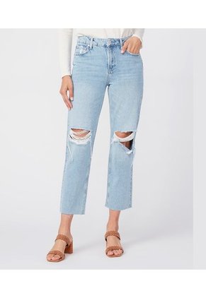 Jeans Paige Mujer Noella Straight W/ Raw Hem - Doretta Destructed.
