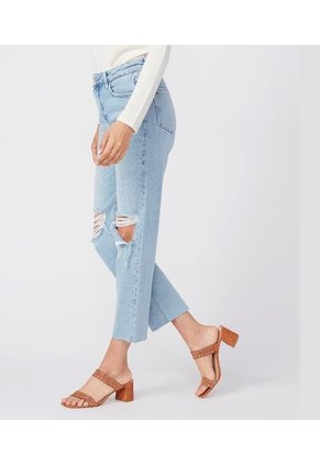 Jeans Paige Mujer Noella Straight W/ Raw Hem - Doretta Destructed.