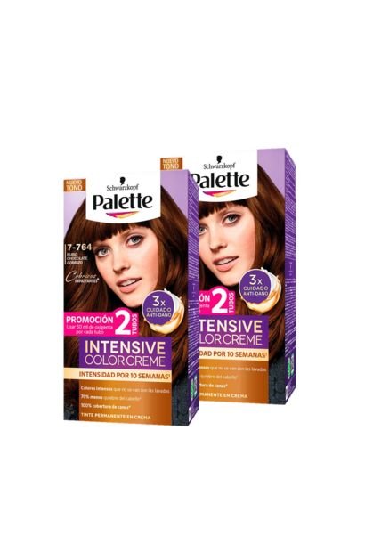 Tinte Capilar Palette Color Creme 7-764 Rubio Chocolate Cobrizo X 2 Cajas