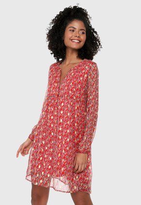 Vestido Rojo-Blanco-Dorado Paris District