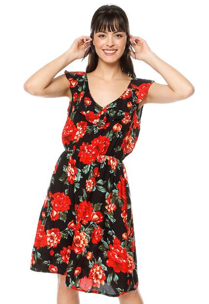 Vestido Negro-Rojo-Verde Paris District