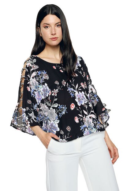 Blusa Negro-Multicolor Paris District